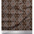 thumbnail image 1 of Soimoi Brown polyester Crepe Fabric Diamond & Triangle Geometric Print Fabric by the Yard 42 Inch Wide, 1 of 2