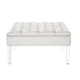 thumbnail image 4 of Inspired Home Stella Ottomane en Similicuir Table Basse Cocktail Carrée Capitonnée, 4 of 7