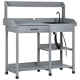 thumbnail image 1 of Outsunny Table de Banc de Rempotage, Poste de Travail de Banc de Jardin avec Tiroir, 1 of 10