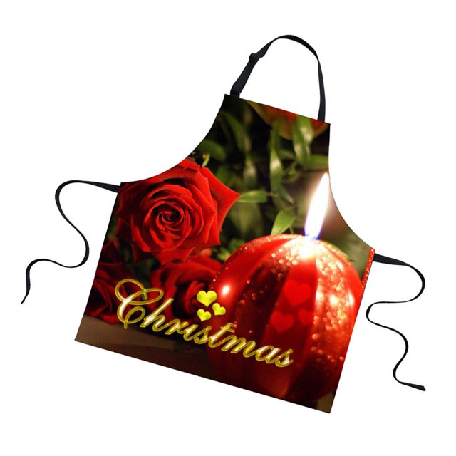 GUOOL Cotton Kitchen Cooking Apron for Women/Men Professional Christmas Theme Chef Apron for Cooking, Baking, Also Perfect Gift - Rose