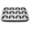 thumbnail image 1 of Moule à Muffins, 12 Tasses, Acier Inoxydable, 1 of 8