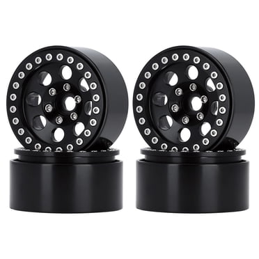 TFixol DRM127BR Jantes de Roues en Alliage pour Voiture d'Escalade de 2,2 Pouces, Conception à 8 Trous en Noir avec Accents Rouges, Ensemble de 4