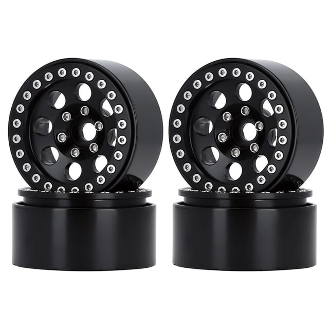 Graflsoa DRM127B 2.2" Aluminum Alloy Climbing Car Wheel Rims, 8-Hole Design, Black, Set of 4