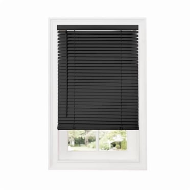 Nola Home Cordless Vinyl Mini Blinds, 1-Inch Horizontal Slats, Light Filtering Window Blind, Black, 24"W x 45"H