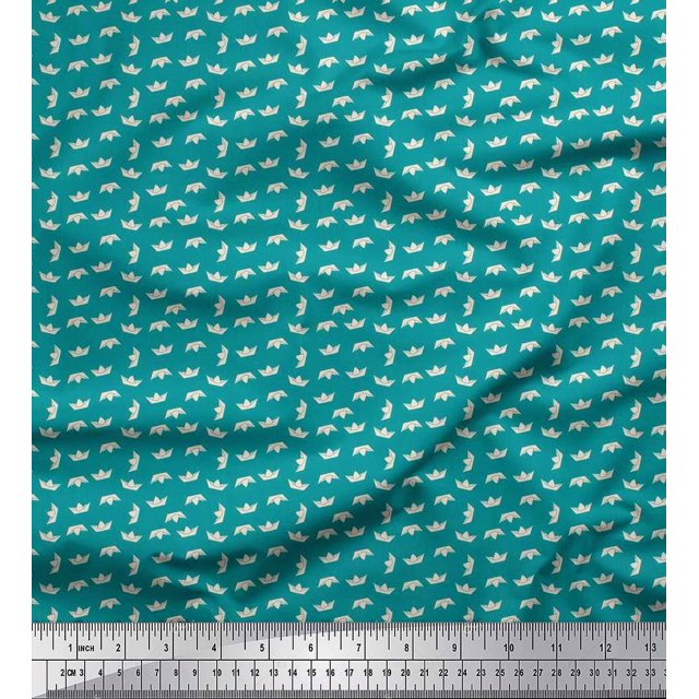 Soimoi Rayon Fabric Paper Boat Art & Craft Print Fabric by The Yard 56 Inch Wide