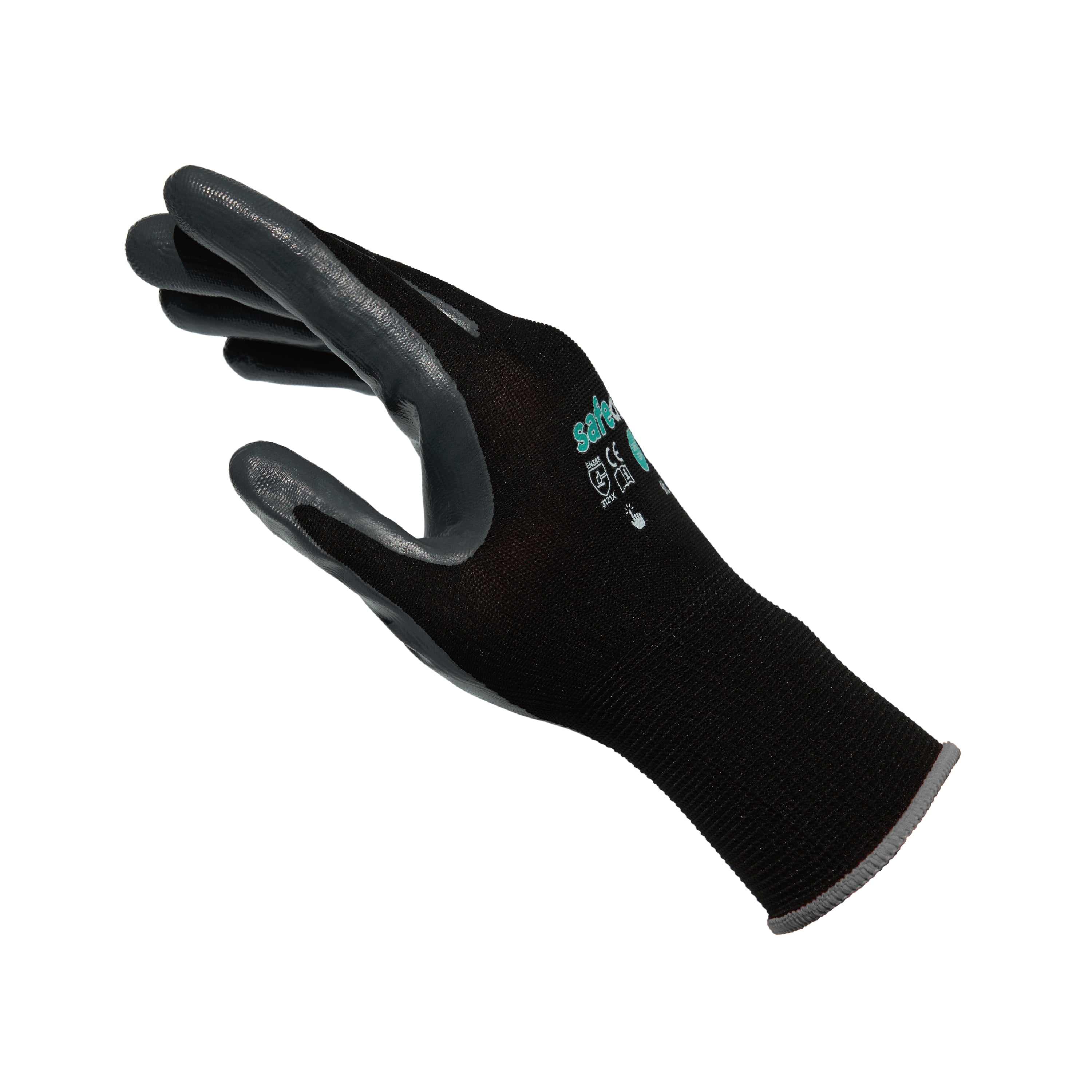 SAFEDENN 13G Nylon Safety Gloves, Touchscreen Compatible, Non-Slip & Abrasion-Resistant, Smooth Nitrile Coating, Ideal for Gardening, Woodworking & Mechanical Use