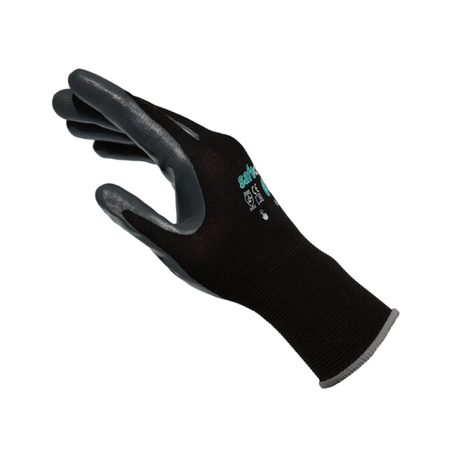 SAFEDENN 13G Nylon Safety Gloves, Touchscreen Compatible, Non-Slip & Abrasion-Resistant, Smooth Nitrile Coating, Ideal for Gardening, Woodworking & Mechanical Use