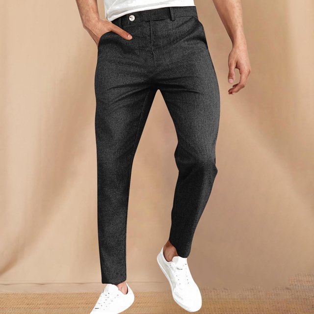EOYWHK Mens Swim Trunks Linen Pants Straight Leg Trouser Compression Fit Dress Pants Solid Color Running Hiking Pants