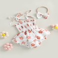 thumbnail image 3 of Infant Baby Girl Dress Sleeveless Spaghetti Strap Ruffle Romper Dress Set Summer Floral Bodysuit 3-6 Months, 3 of 8