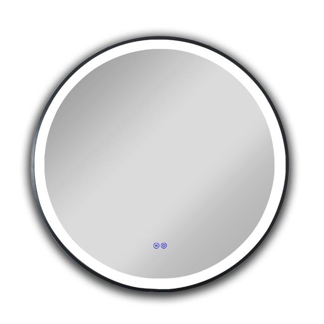 Chloe Lighting CH9M074EB24-RND Miroir Rond à Écran Tactile DEL Encastré de 24 Po, 3 Températures de Couleur 3000K-6000K, Luminosité
