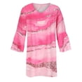 thumbnail image 4 of TIMIFIS Robes de Retour à la Maison Mode Femmes Été Décontracté Col en V Imprimé Manches 3/4 Pli Robe Mini Mode Automne pour Femmes, 4 of 7