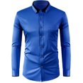 thumbnail image 1 of RXIRUCGD Chemise Décontractée pour Homme à Manches Longues avec Boutons, Poche et Col Rabattable, Bleu Foncé, Taille : TG, 1 of 3
