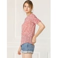 thumbnail image 4 of INSPIRE CHIC Haut Floral Élégant pour Femme à Manches Courtes Froncées, Coupe Régulière, 4 of 6