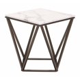 thumbnail image 4 of ZUO Tintern Faux Marble Top End Table in Stone and Antique Brass, 4 of 6