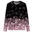 thumbnail image 3 of IROINID Économies Hauts à Manches Longues pour Femmes Col Rond Imprimé T-Shirt Blouse, Rose, 3 of 3