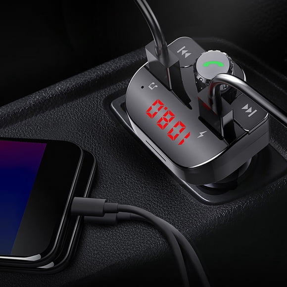 TIMIFIS Wireless Charging Bluetooth 5.0 Fm Transmitter for Car,Bluetooth Car Adapter with Usb Charging Car Charger Mp3 Player,Hands Calling Car Multimedia Player