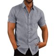 thumbnail image 3 of LUXUR T-shirt Homme Col à Revers T-shirt Manches Courtes Hauts Amples Chemises d'Été Col Rabattu Blouse Gris m, 3 of 4