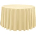 thumbnail image 1 of ORUYROP Nappe Ronde 210 G/m2, Nappe en Microfibre Résistante à l'Eau, Housse de Table Circulaire en Tissu Décoratif pour Usage Extérieur et Intérieur (Champagne, Diamètre 108 Pouces), 1 of 7