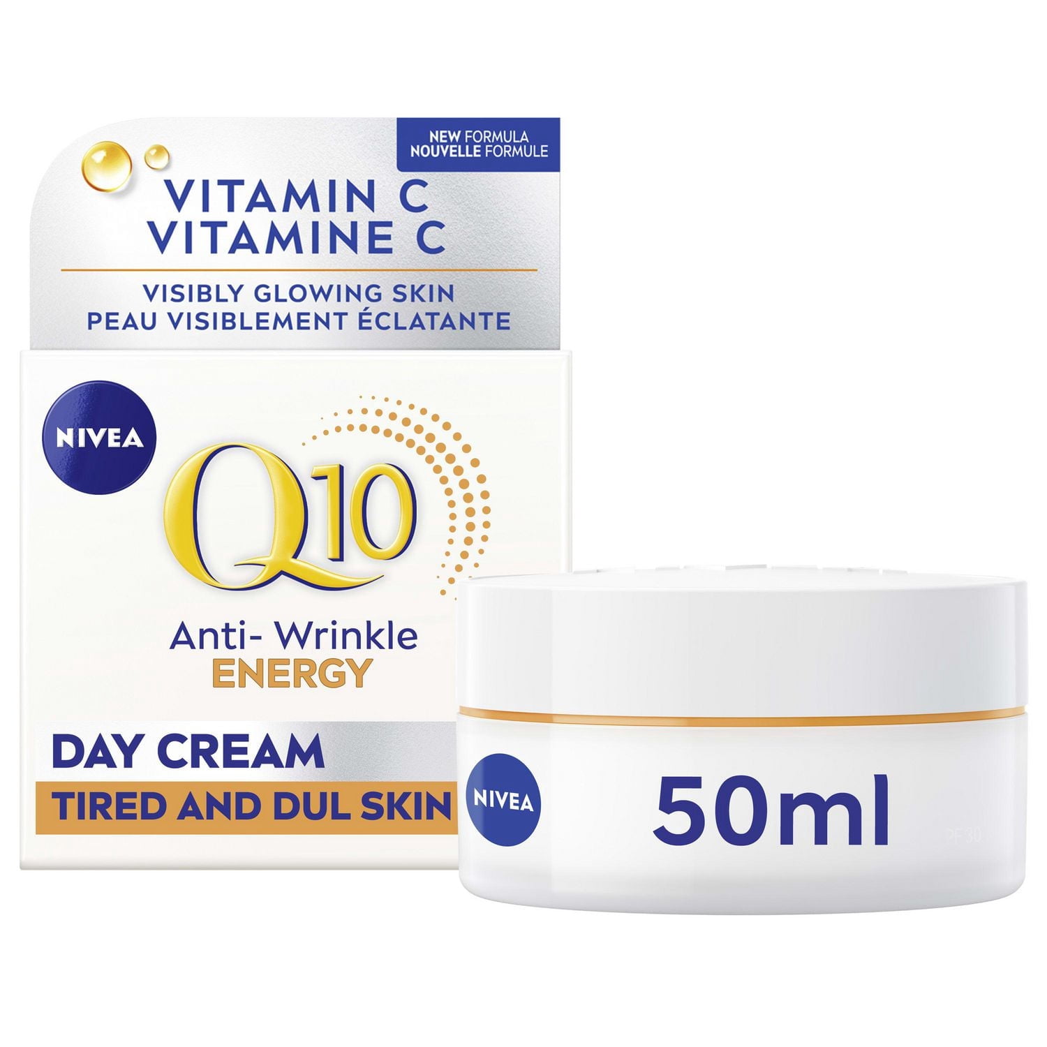 NIVEA Q10 Energy Anti-Wrinkle Day Face Cream, Tired-Looking and Dull Skin
