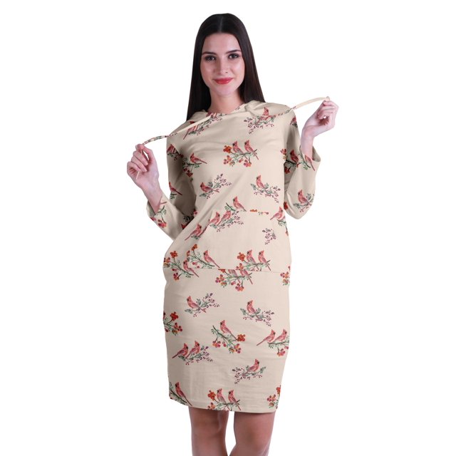 Moomaya Chandail à Capuchon à Manches Longues Imprimé, Robe T-Shirt en Jersey avec Poches