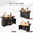 thumbnail image 4 of Modern Large Kitchen Island with 2 Drop Leaf, Rolling Kitchen Cart on 5 Wheels with Power Outlet, Folding Storage Dining Table for Kitchen, Dining Room (Black/Folding), 4 of 9