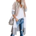 thumbnail image 2 of CEHVOM Cardigan à Rayures à Manches Longues pour Femmes, Manteaux/blouse à Poches pour Dames, 2 of 5