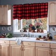 thumbnail image 4 of Blackout Curtains, Ink White Red Lattice Window Valance Cottage Layout Curtain Decoration Curtain Rod Pocket Valance for Kitchen/Living Room 15 X 55 In, 4 of 6