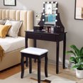 thumbnail image 4 of Patiojoy Ensemble Coiffeuse Table Commode avec Lumière DEL et Tabouret Rembourré Brun, 4 of 9