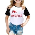 thumbnail image 1 of WEIYLL T-Shirts Filles Imprimé Lettres Manches Courtes Raglan Été Doux Décontracté Hauts pour Enfants 8-9 Ans, 1 of 3