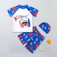 thumbnail image 2 of MIASHUI Boys 3 Piece Swimwear Cartoon Print Bathing Suits Tops and Trunks Set with Hat,Red,5-6 Years, 2 of 9