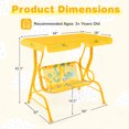 thumbnail image 3 of Costway 2-Seater Toddler Porch Swing Chair with Metal Stand Adjustable Canopy Safety Belts Yellow, 3 of 9