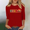 thumbnail image 1 of Uootdi Hauts pour Femmes Manches 3/4 Col Ras du Cou 1976 Imprimé Arc-en-Ciel Rétro Coupe Décontractée T-Shirts Nostalgiques pour Escapade d'Été Cadeau, 1 of 4