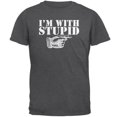 thumbnail image 1 of I'm With Stupid Left Funny Dark Heather Adult T-Shirt, 1 of 1