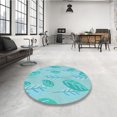thumbnail image 4 of Ahgly Company Tapis de Zone Rond d'Intérieur Lavable à la Machine, Transitionnel, Bleu Turquoise Vert, 4 Pieds Rond, 4 of 7