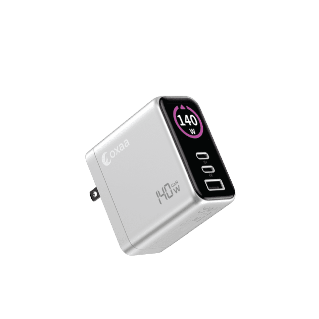 OXAA 140W GaN 3-Port USB-C Fast Wall Charger – Compact High-Speed Charging Adapter for iOS & Android Devices, Laptops & Tablets