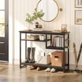 thumbnail image 1 of Bestier Narrow Console Table Buffet Sideboard Side Desk Entryway Table with 4 Storage Shelves & 2 Hooks, Black, 1 of 6