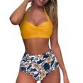 thumbnail image 2 of RKSTN Maillot de Bain pour Femmes Maillot de Bain Vintage Deux Pièces Rétro Halter Froncé Taille Haute Imprimé Bikini Ensemble Mode Décontractée Maillot de Bain pour Femmes, 2 of 9