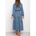 thumbnail image 2 of Robe Maxi de Soirée Décontractée pour Femme, Bohème, à Imprimé Léopard, à Volants, à Manches Longues, à Col en V, Fluide, 2 of 6