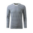 thumbnail image 2 of INSPIRE CHIC T-Shirt pour Homme à Rayures Col Ras du Cou Manches Longues Chandail Haut 46 Gris Marine, 2 of 8