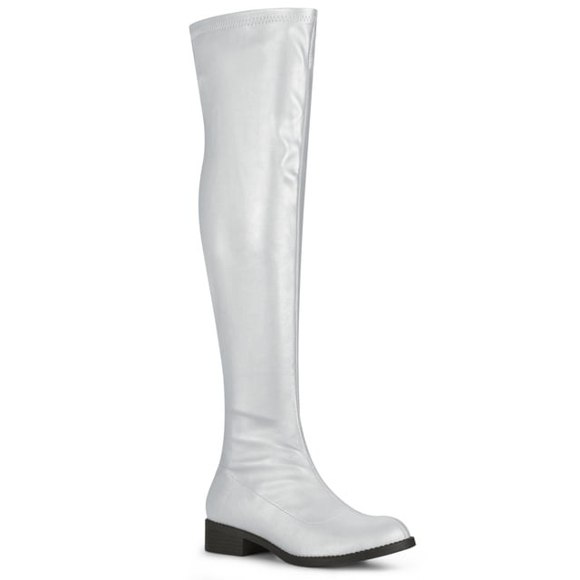 Unique Bargains Bottes Cuissardes à Talons Blocs à Bout Rond pour Femmes
