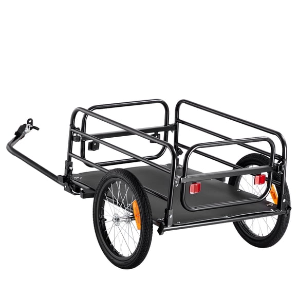 KFFKFF Bicycle Freight Trailer, Supports up to 160 lbs, Robust Bike Carriage Cart, Collapsible for Easy Storage & Swift Detachment with All-Purpose Coupling, 16" Tires, Safety Reflectors