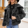 thumbnail image 2 of Hvobtty Veste en Molleton Décontractée à Manches Longues pour Femme, Manteau Chaud en Fausse Fourrure pour Femmes Dames Hiver Uni à Col Rabattu, 2 of 4