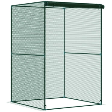 Outsunny 4' x 4' Crop Cage, Plant Protector with Zipper Door, Dark Green