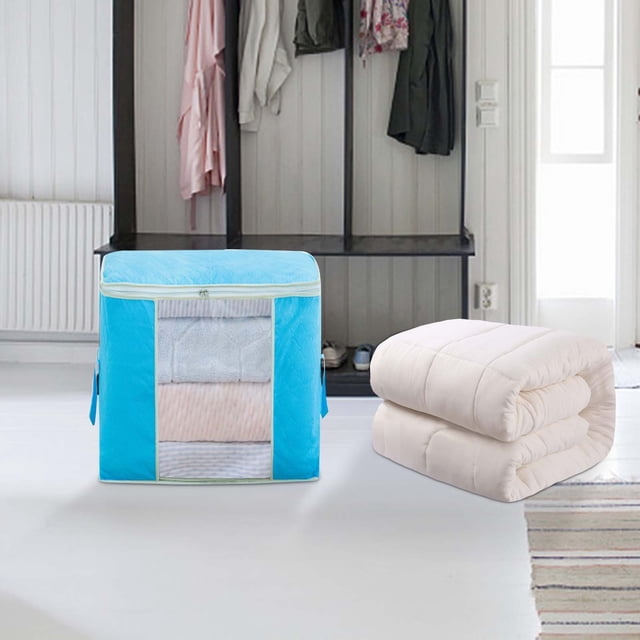 TopLLC Storage Bins Large Capacity Clothes Storage Bag Organizer With Thick Fabric For Comforters Blankets Bedding Foldable With Sturdy Zipper Clear Window Storage Bags