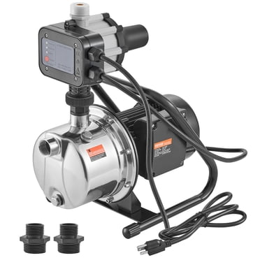 VEVOR Shallow Well Pump, 1 HP 115V, 1200 GPH 164 ft Head, Portable Stainless Steel Sprinkler Booster Jet Pumps with Automatic Controller for Garden Lawn Irrigation system, Water Transfer