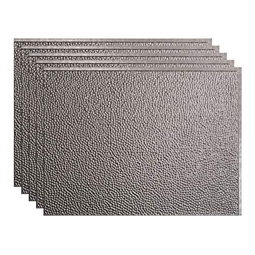 FASÄDE Hammered Decorative Vinyl 18in x 24in Backsplash Panel in Galvanized Steel (5 Pack)