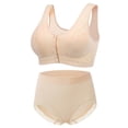 thumbnail image 1 of Bra And Panty Sets For Women Front Button Shaping Cup Shoulder Strap No Underwire Bra Plus Size Underwear Set, 1 of 7