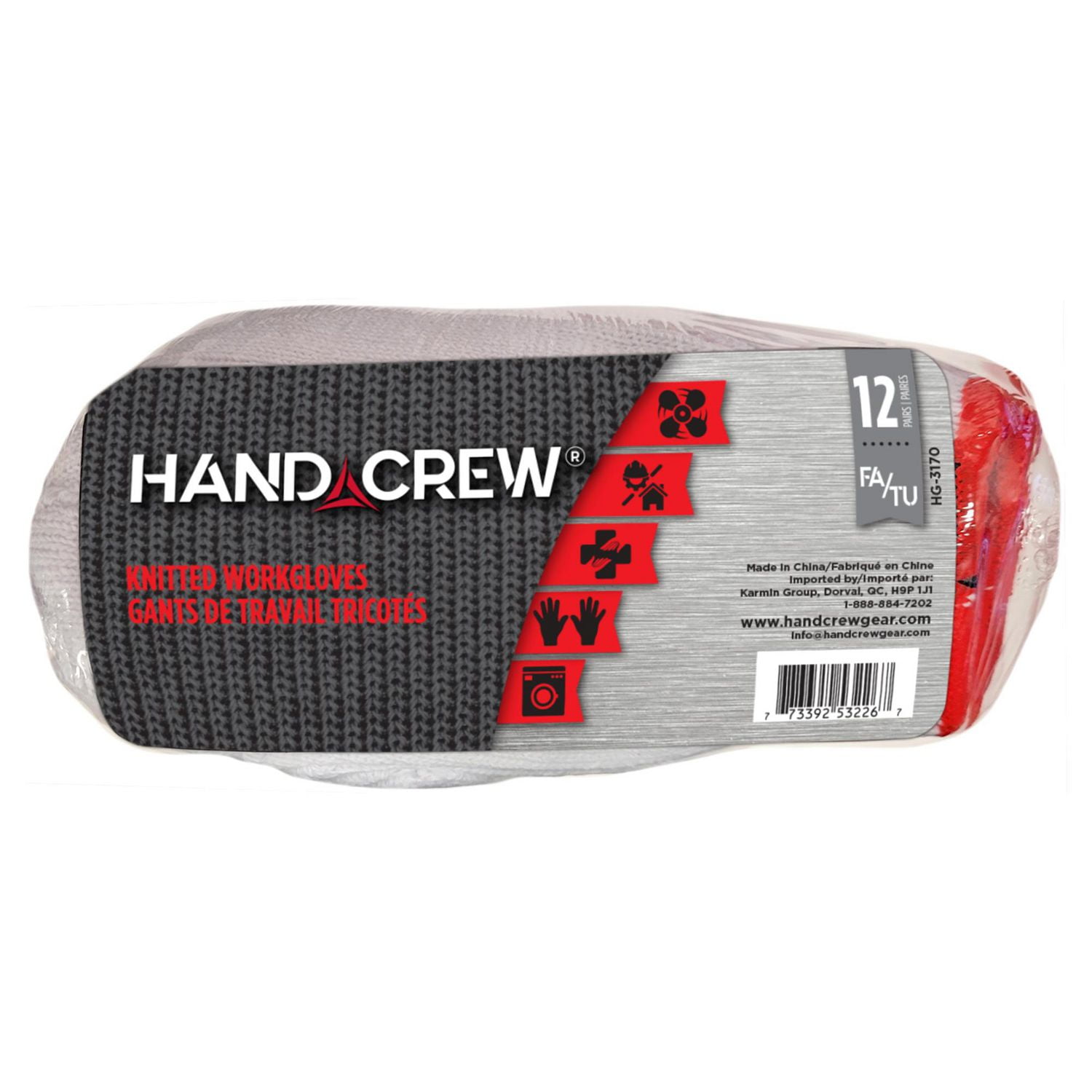 HandCrew 12pk String Knit gloves