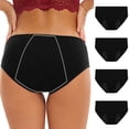 thumbnail image 2 of Culottes Menstruelles Étanches pour Femmes, Réutilisables, Confortables, Taille Mi-Haute, Hipster, Lot de 4, 2 of 7
