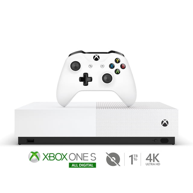 Microsoft Refurbished Xbox One S 1TB All-Digital Edition Console with Xbox One Wireless Controller - Disc-free Console - White